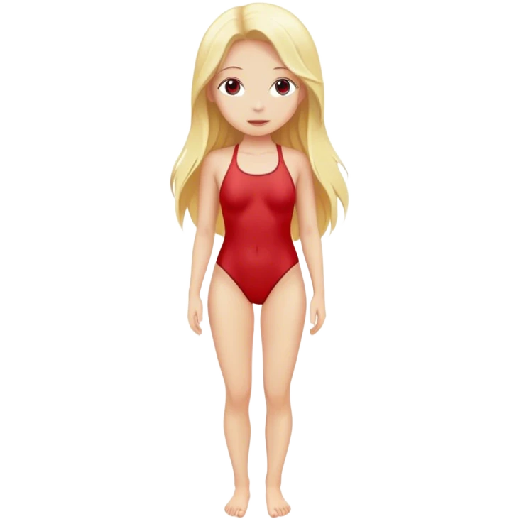 hot woman in red  swimming suit blond skin  long hair full body  emoji