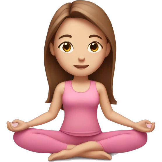 White Girl with brown hair doing yoga in pink tones  emoji