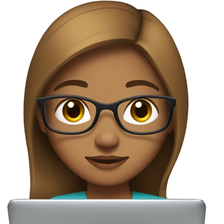 Medium straight hair computer science girl intern with a computer  light brown skin emoji