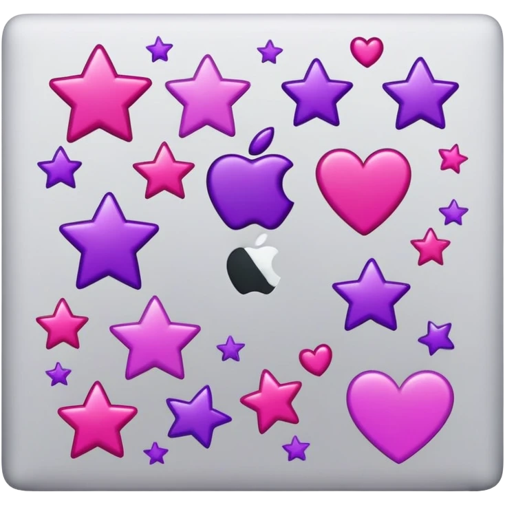 MacBook with style girly stickers on the the top emoji