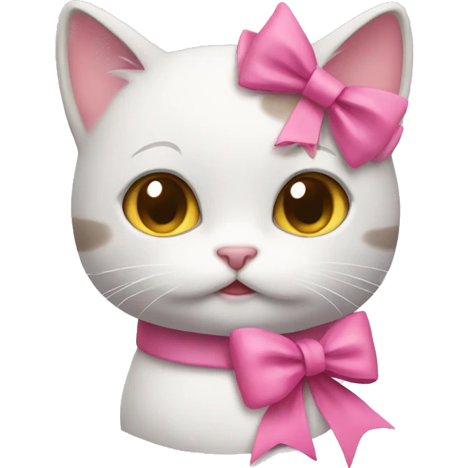 cute kitty with a pink bow emoji