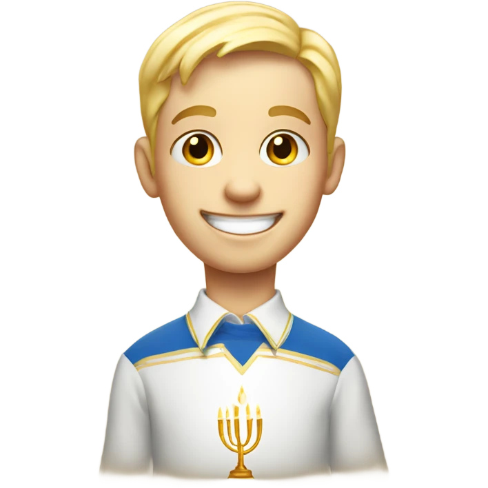 smiling blonde boy portrait with menorah  emoji