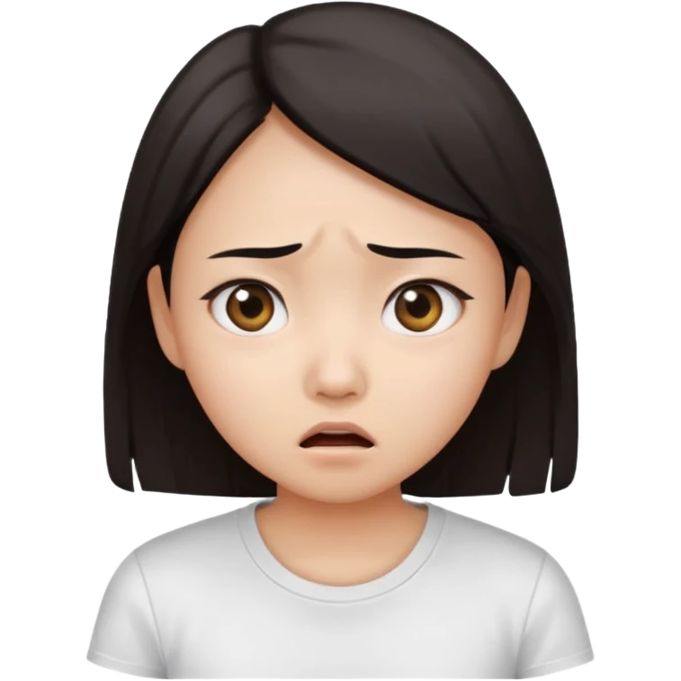 dark circles eyes frightened asian girl with white t-shirt emoji