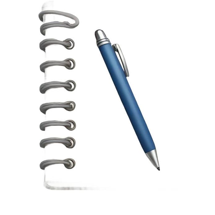 Notebook with a pen emoji