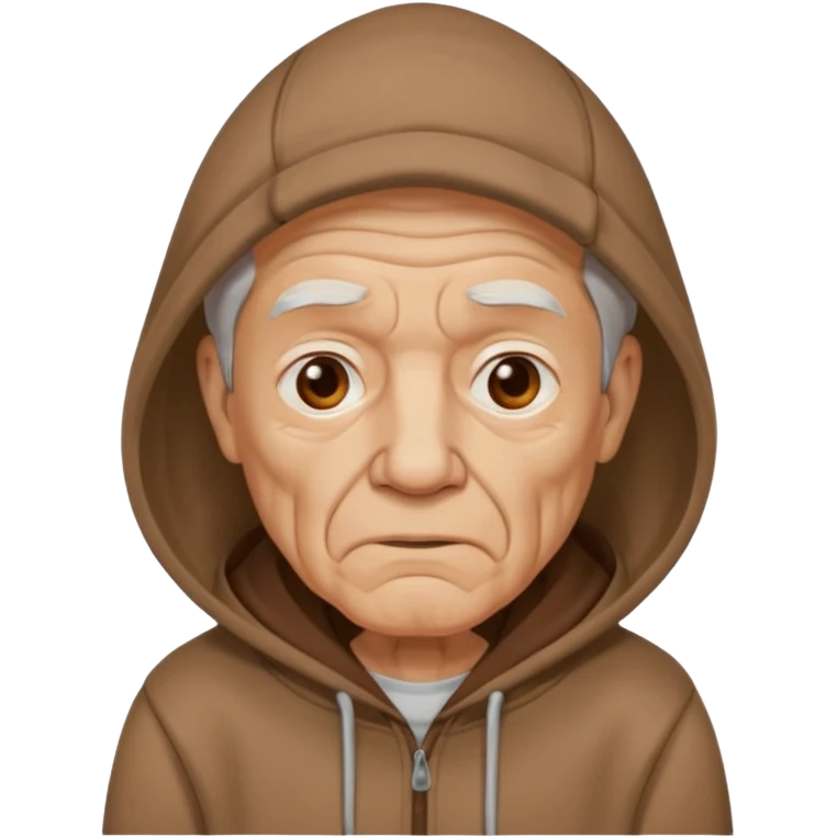 old man with brown hoodie emoji