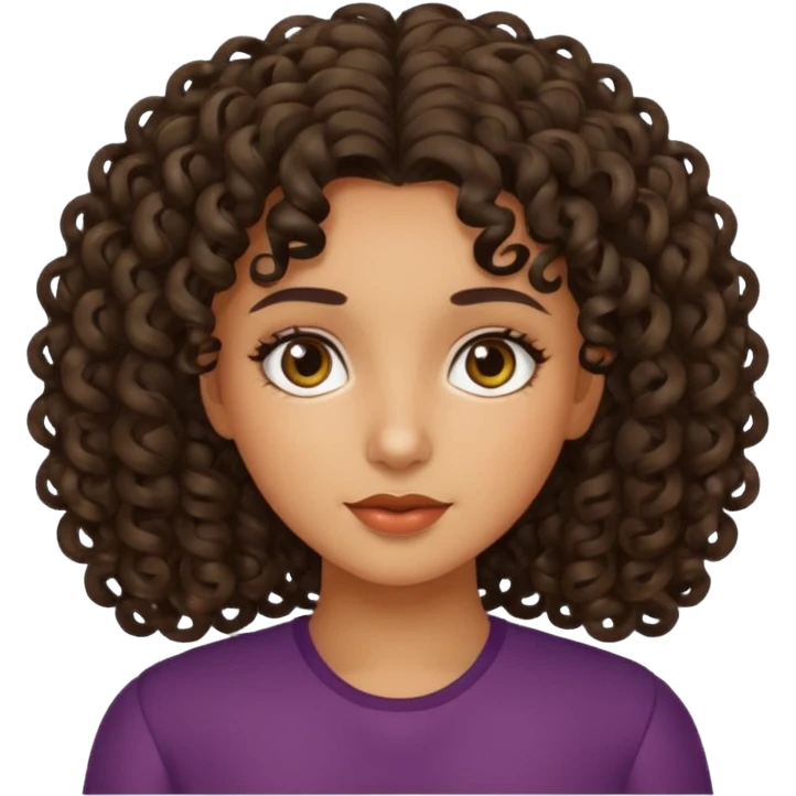 GIRL WITH CURLY DARK BROWN HAIR AND OLIVE SKIN emoji