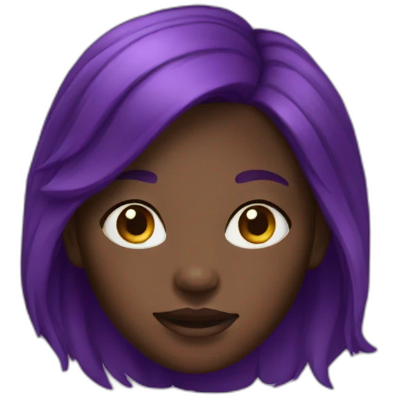 dark-skinned girl with freckles and purple hair emoji