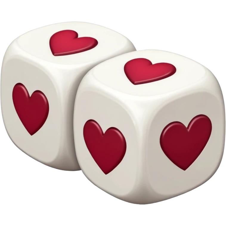 two dices in with burgundy red heart details emoji