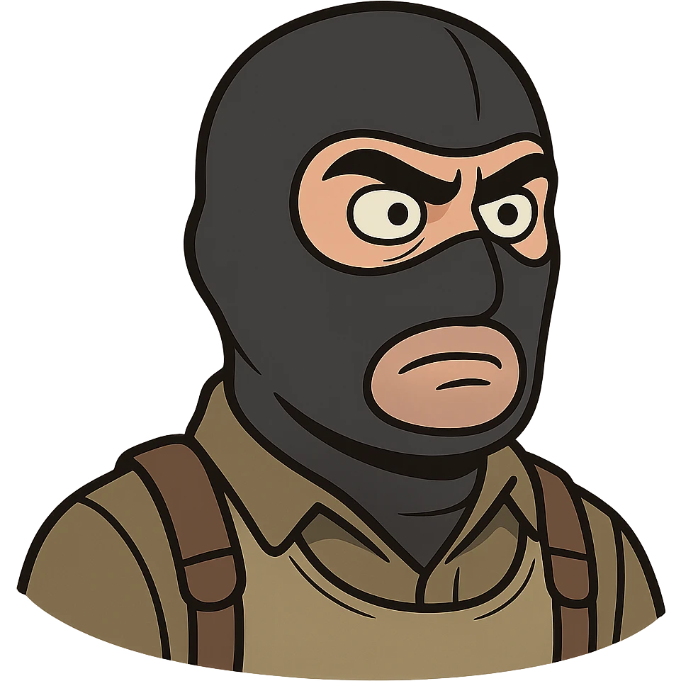 head of a Counter-Strike terrorist character, simplified, cartoon style, neutral background emoji