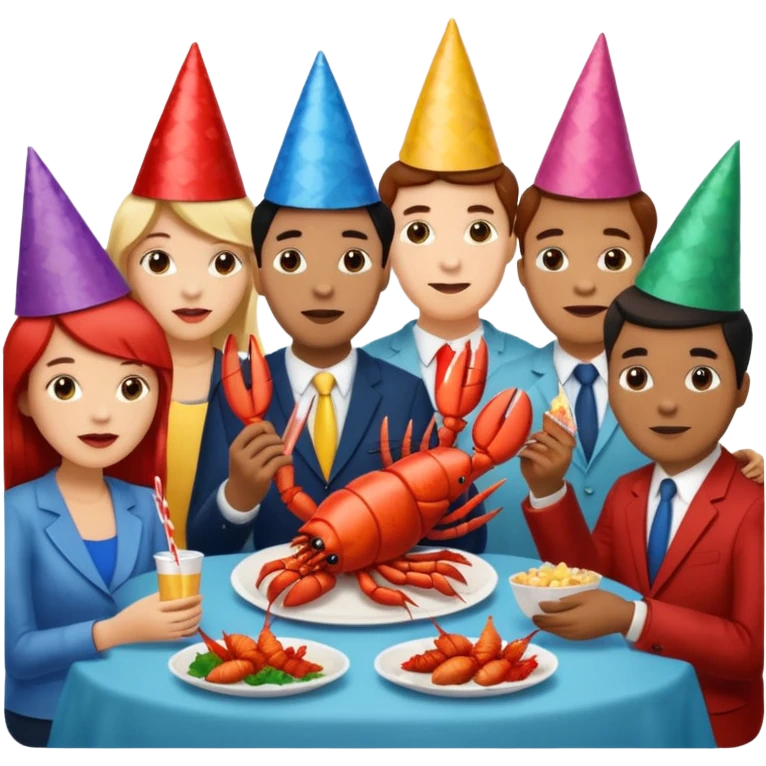 200 people eating lobster at a family party emoji