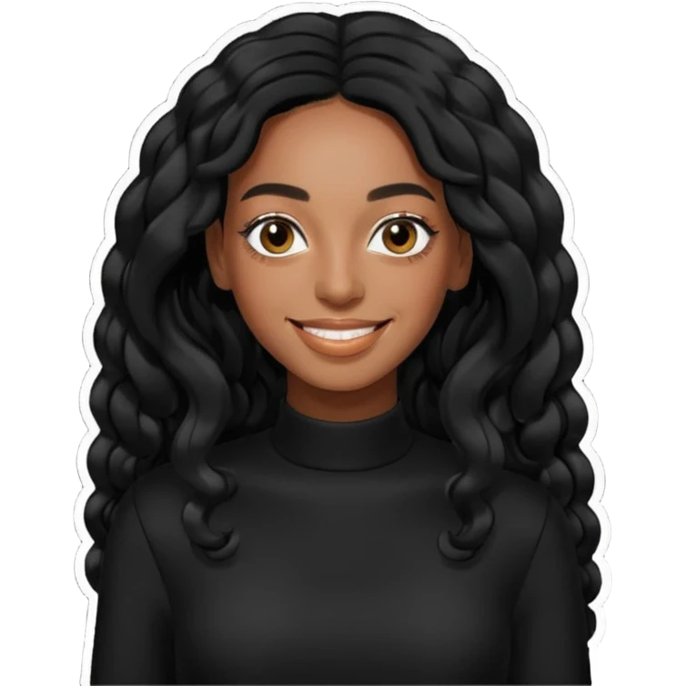 Solange, black long hair, black outfit emoji