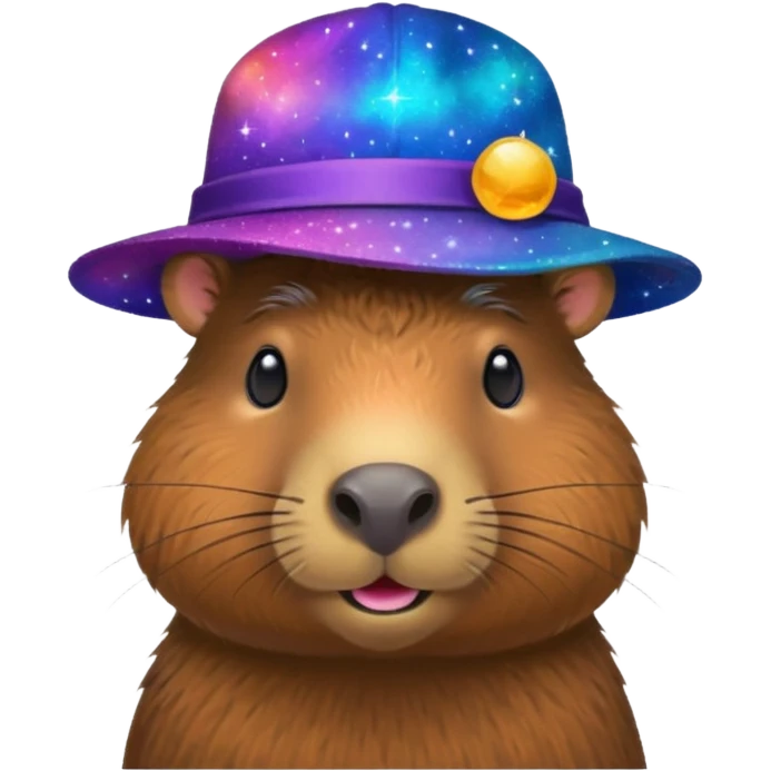 A Galaxy capybara with a hat emoji