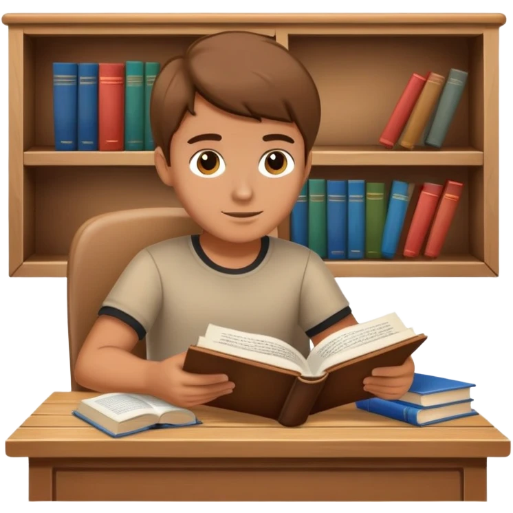 Student reading book at desk emoji