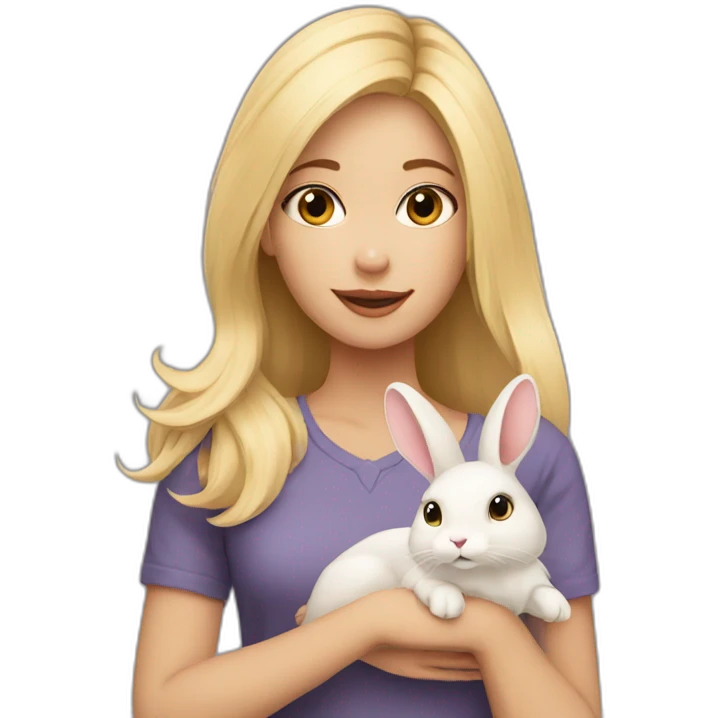 Girl with care blonde with rabbit emoji