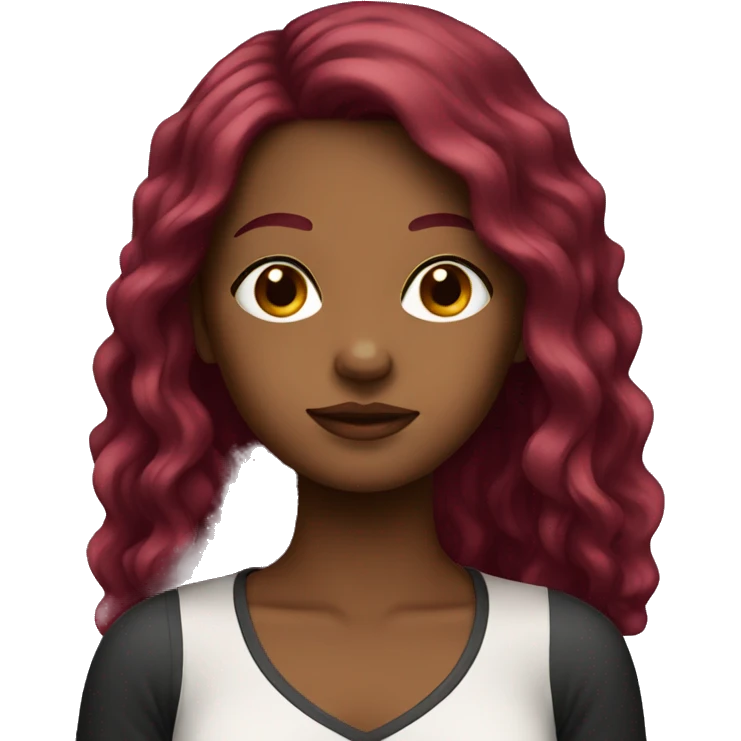 Girl with burgundy long hair emoji