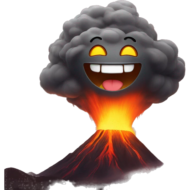 happy emoji in a volcano emoji