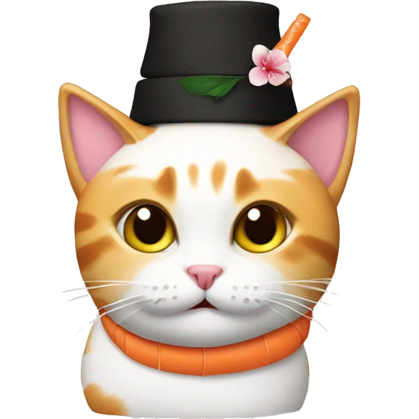 cat wearing sushi as a hat emoji