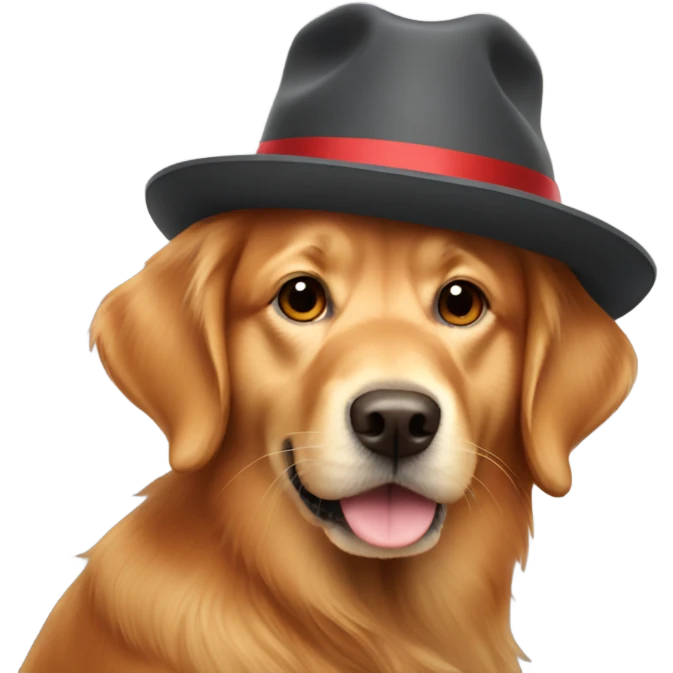 Red golden retriever wearing hat emoji
