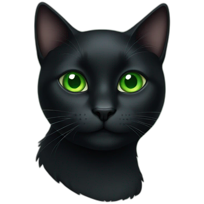 Black cat with green eyes emoji