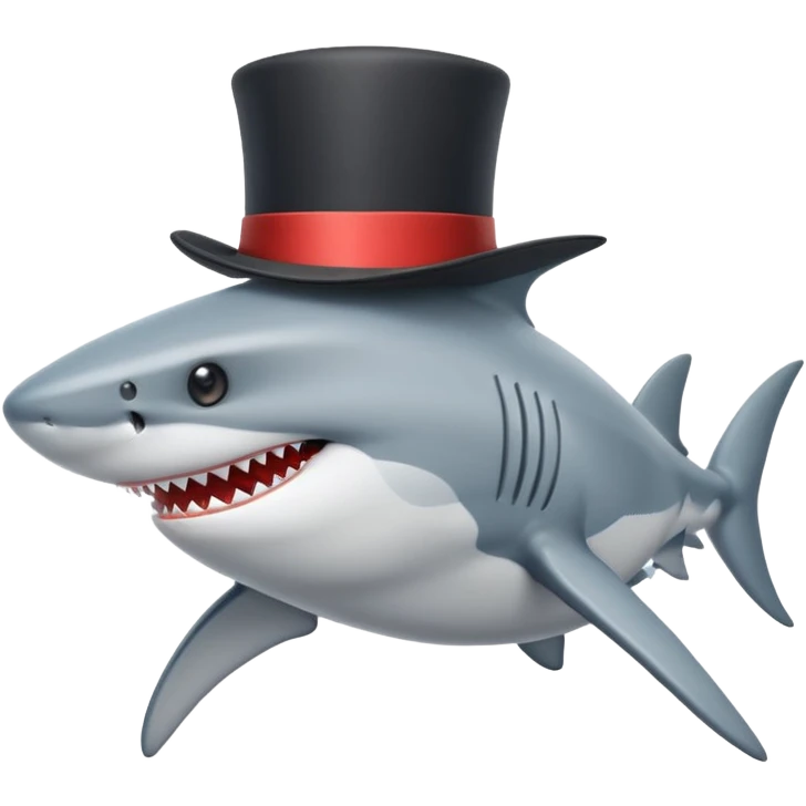 Shark with a top hat emoji
