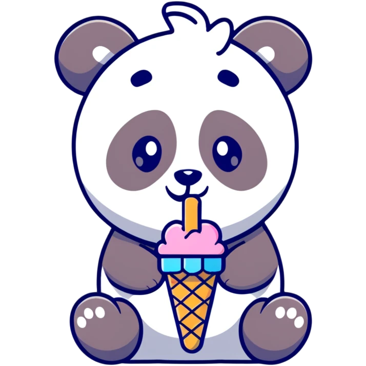 Panda eating ice cream emoji