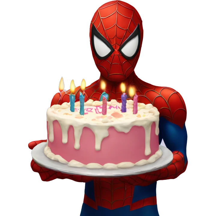 Spiderman Holding Birthday cake emoji