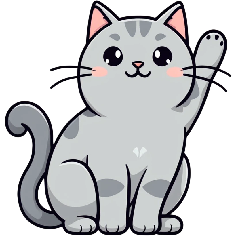 Grey cat with butt in the air emoji