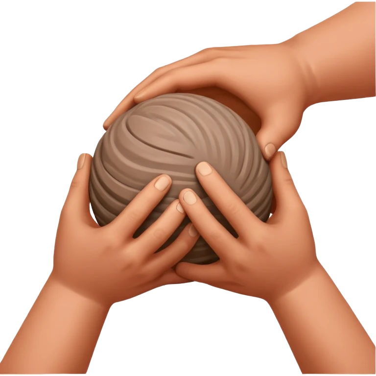 two hands kneading a ball of clay emoji