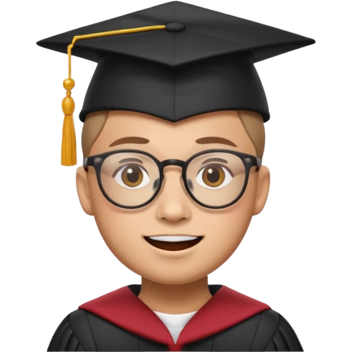 graduation cap with Harvard logo next to cartoon face with glasses representing Ivan Zhang in emoji style emoji