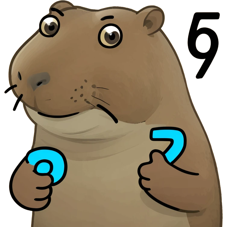 Capybara holding the number 6 and 7 in hands emoji