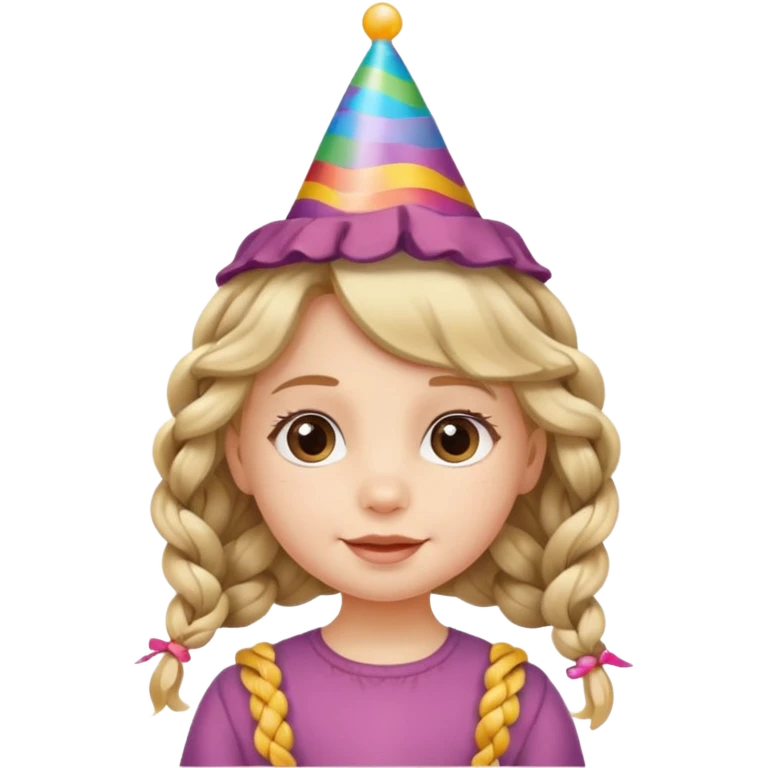 a little girl with wavy braided hair with birthday hat















 emoji