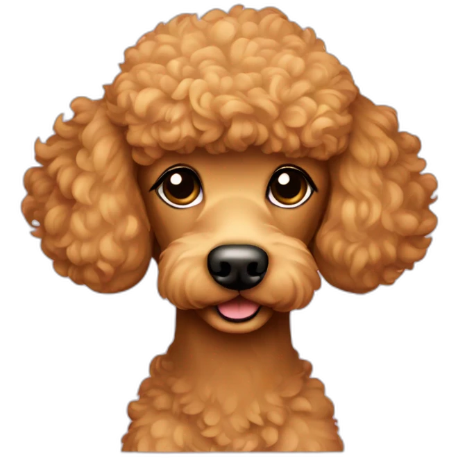 Light brown poodle with a backpad emoji