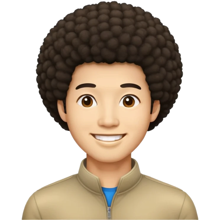 Asian man with afro hair emoji
