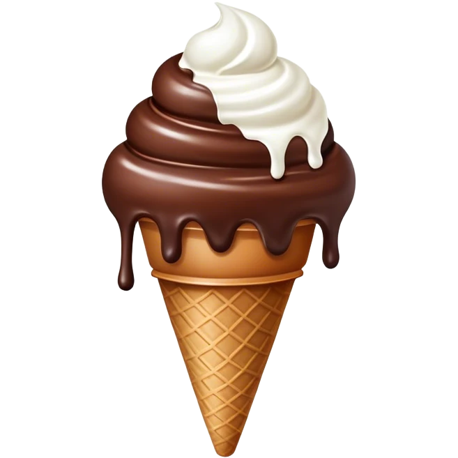 Chocolate Ice cream with white drops in top emoji