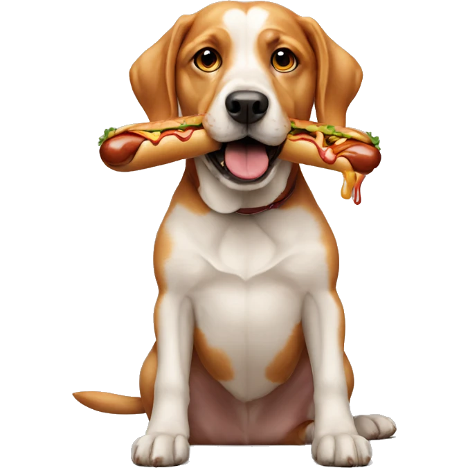 Dog with hotdog in mouth  emoji
