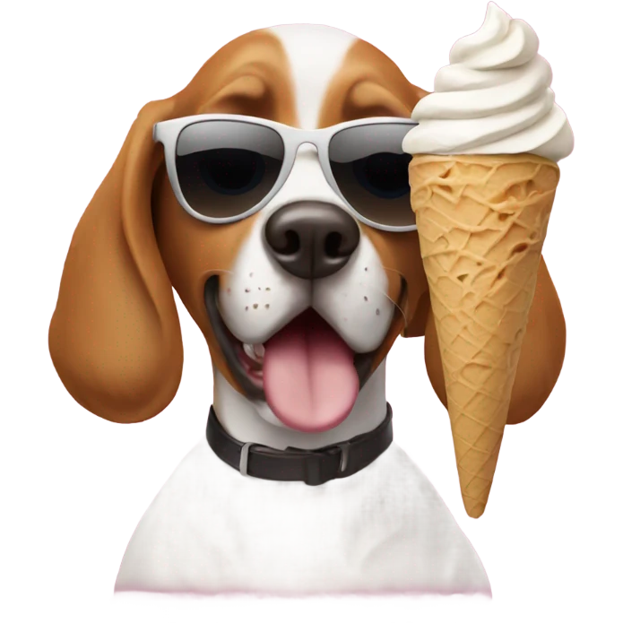 Dog with sunglasses eating ice cream emoji
