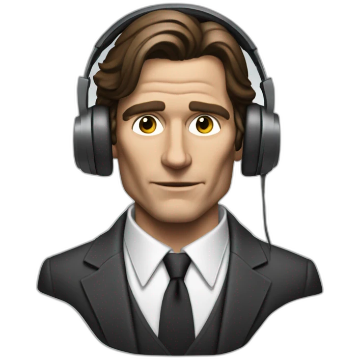 patrick bateman with headphones no smile emoji