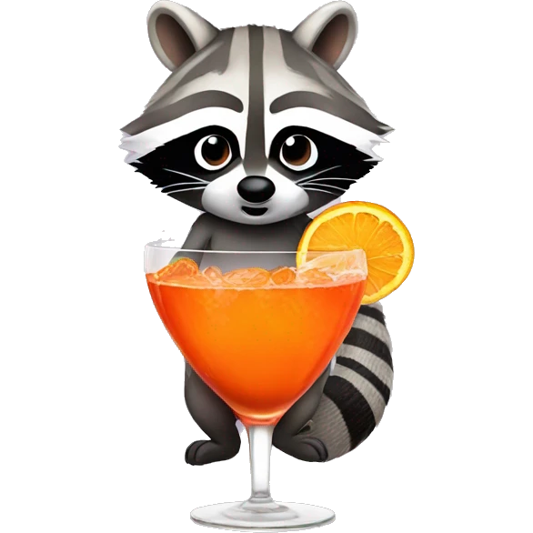 A raccoon drinking aperol spritz emoji