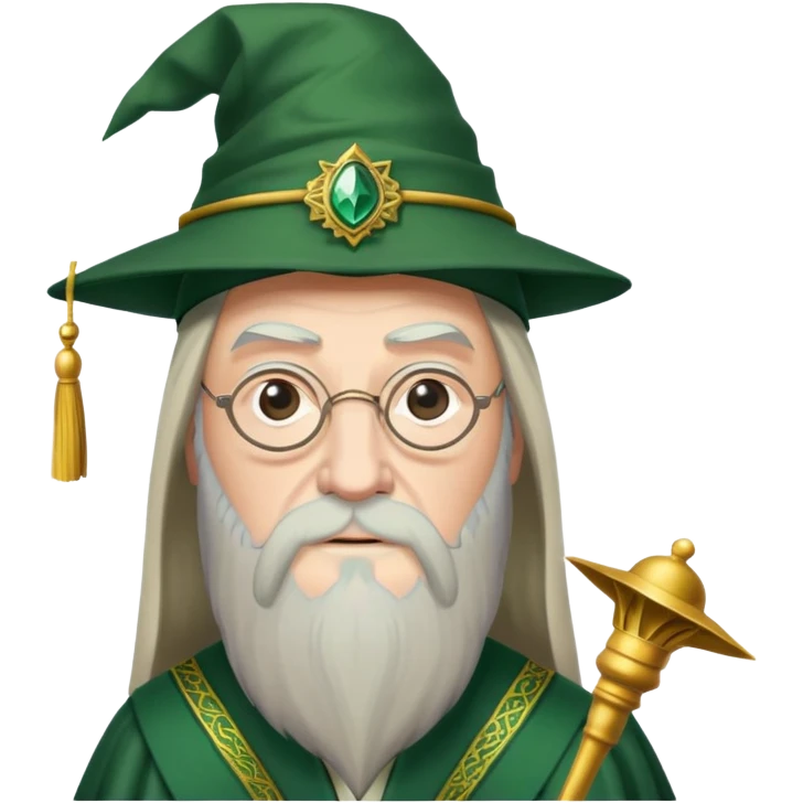 albus dumbledore from harry potter with green dumbledore headmaster tassel hat and decorative motifs emoji