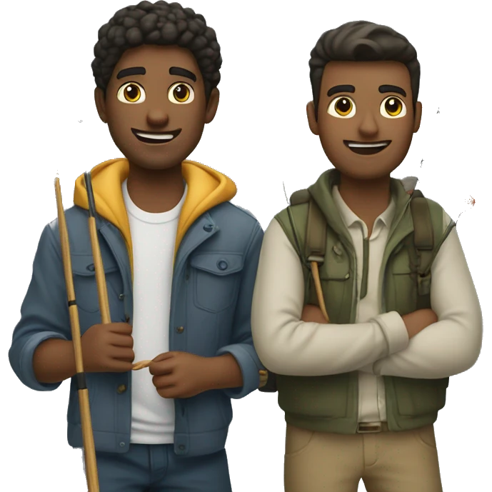 two guys one is nick one is filipas fishing on the rocks emoji