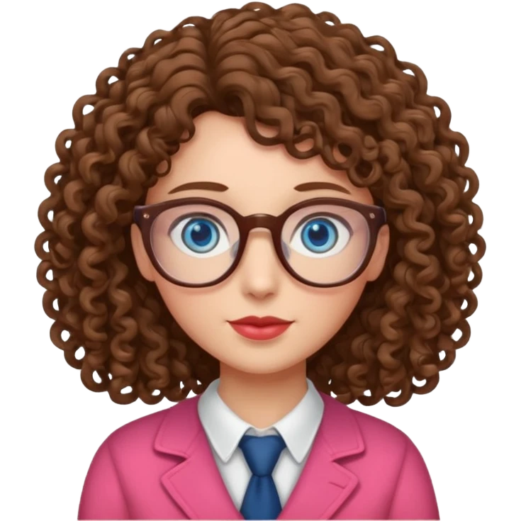 teacher blue eyes glasses curly brown hair long kind valentine emoji
