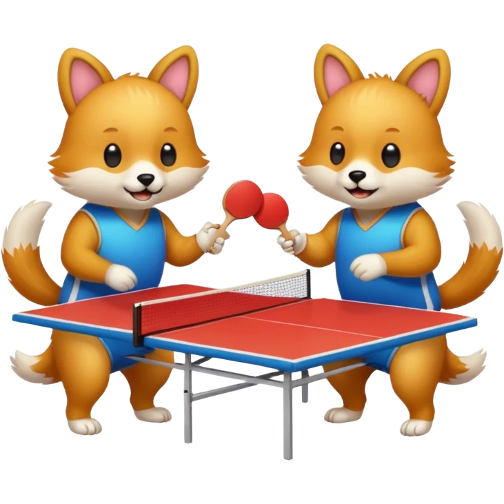 deux animaux qui jouent au ping pong emoji