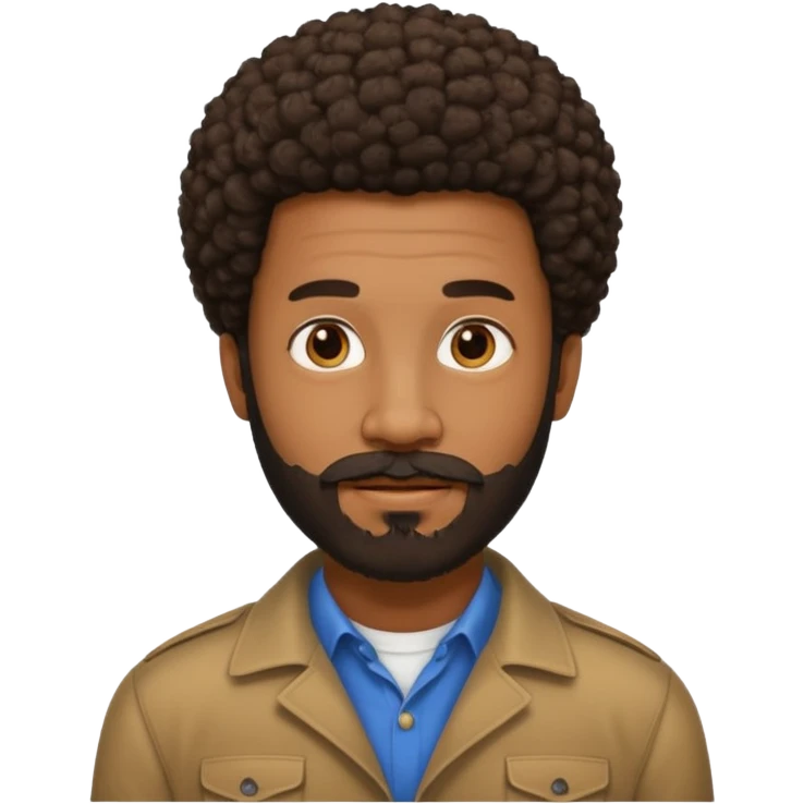 black man with beard, mustache, and short afro emoji