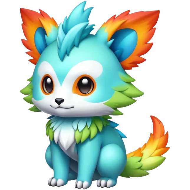 Cute cool colorful fantasy animal hybrid Fakemon full body emoji
