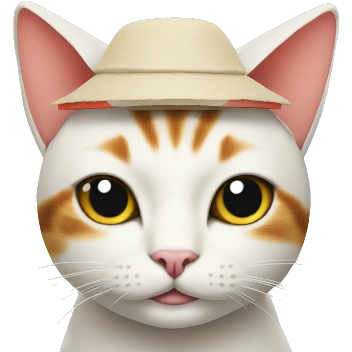 cat wearing a hat made out of sushi emoji