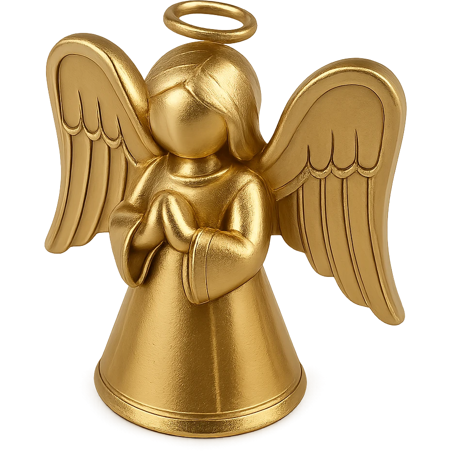 gold metallic angel, stylized, minimalist, smooth finish emoji
