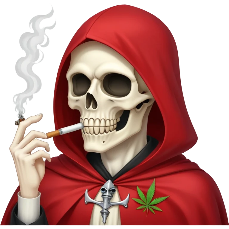 very scary grim reaper in red cape smoking weed emoji
