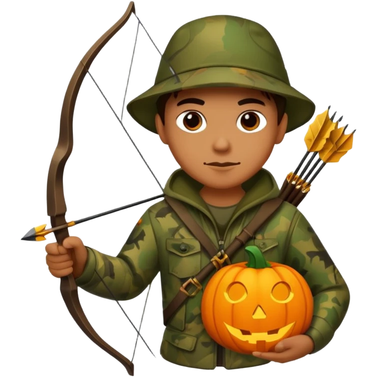Hunter With Jack o Lantern, with bow and arrow emoji