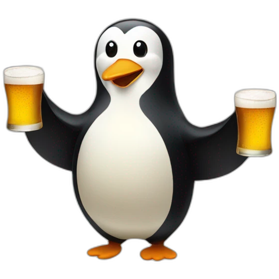 Un pingouin qui boit une bière emoji