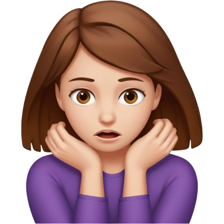 brown haired girl strangling herself emoji